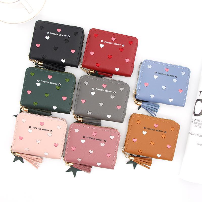 Ladies' Fashion Tassel Zipper Short Wallet & Card Holder with Multi-Card Slots and Coin Purse