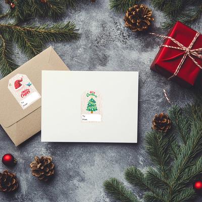200 PCS Christmas Gift Tags, Christmas Name Tags Stickers, Self-Adhesive Labels for Presents, Bags, Boxes, Wrapping Paper Christ