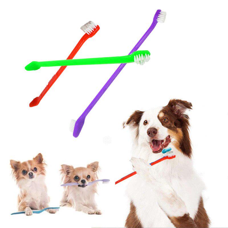 Buy 1 Pieces Plastic Pet Cat Dog Toothbrush DoubleHead Long Handle