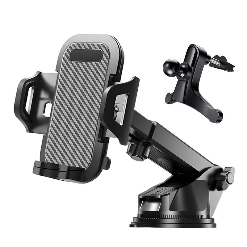 Universal Carbon Fiber Dashboard & Air Vent Phone Mount - Suction Cup Design for Cars