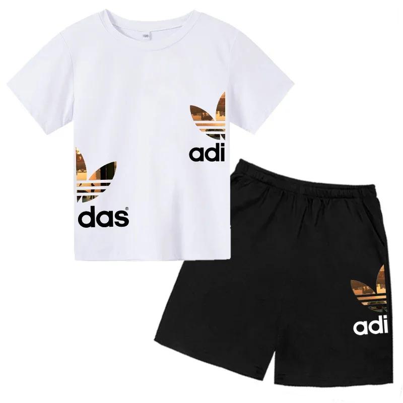 

Kids Summer Leisure Letter 2pcs O-neck Short Sleeve T-shirts+Pants Suits 3-13 Years Boys Girls Casual Outfits Children Clothes 100