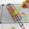 Portable BBQ Hot Dog Sausage Grill Basket With Wooden Handle Removable Grill Cage For Garden Party Camping Use