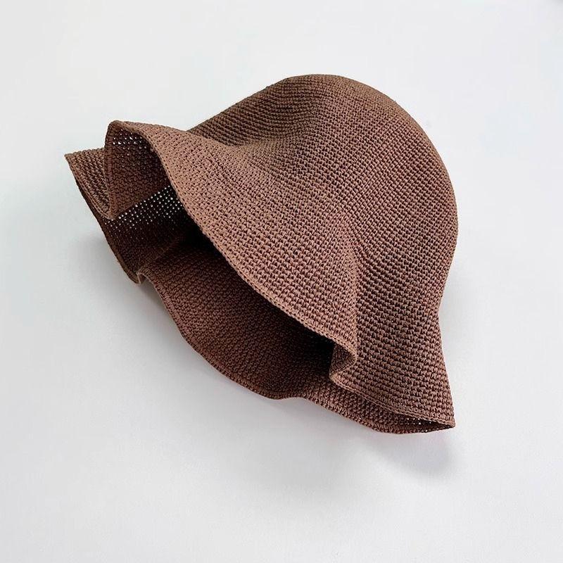 

Straw Fisherman Hat for Women 2025 New Summer Korean Style Versitile Fashion Make Your Face Look Smaller Sun Hat Sun Protection Basin Hat Curry Adjustable (8cm brim)