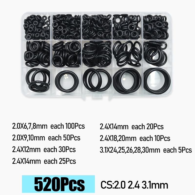 CS1.0-4.0mm Rubber O Ring High Quality Sealing Washer Balck NBR O-ring Plumbing Gasket Car Air Condition Oil Resistant Oring Kit