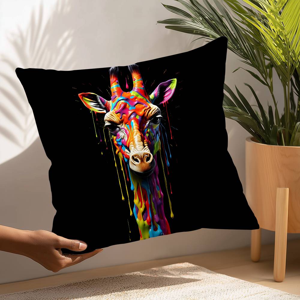 Animals Rainbow Dog Sea Otter Elephent Pillow Case Sofa Decorative Home Double-sided Printing Short Plush Cushion Pillow Cover