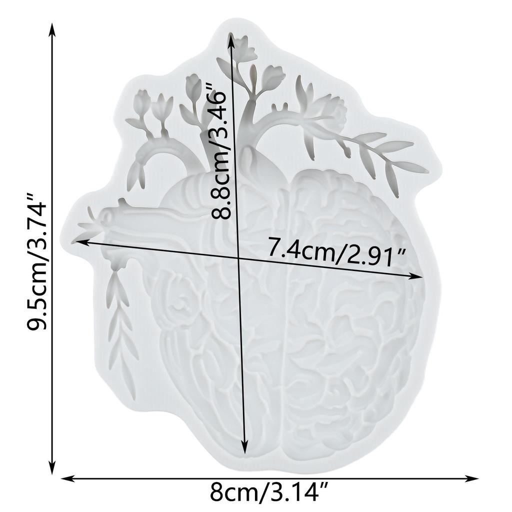 Human Organs Silicone Mold Lung Heart Brain Skull Skeleton Fondant Molds Cake Decorating Tools Cupcake Topper Candy Sugar Craft Gum Paste Polymer Clay