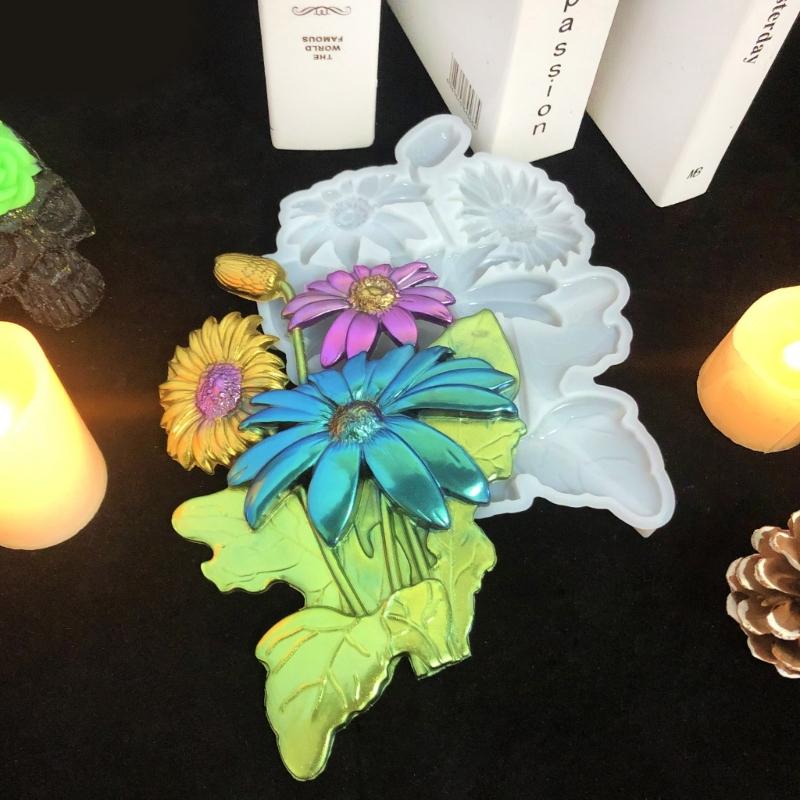3D Sunflower Silicone Mold DIY Epoxy Resin Mold for Wall Desktop Decoration Hanging Pendant Concrete Plaster Mould Craft