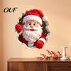 Peel And Stick Christmas Decor 3D Santa Claus Wall Stickers, Self Adhesive PVC Decals with Realistic Breaking Festive Murals for Bedroom Effect,