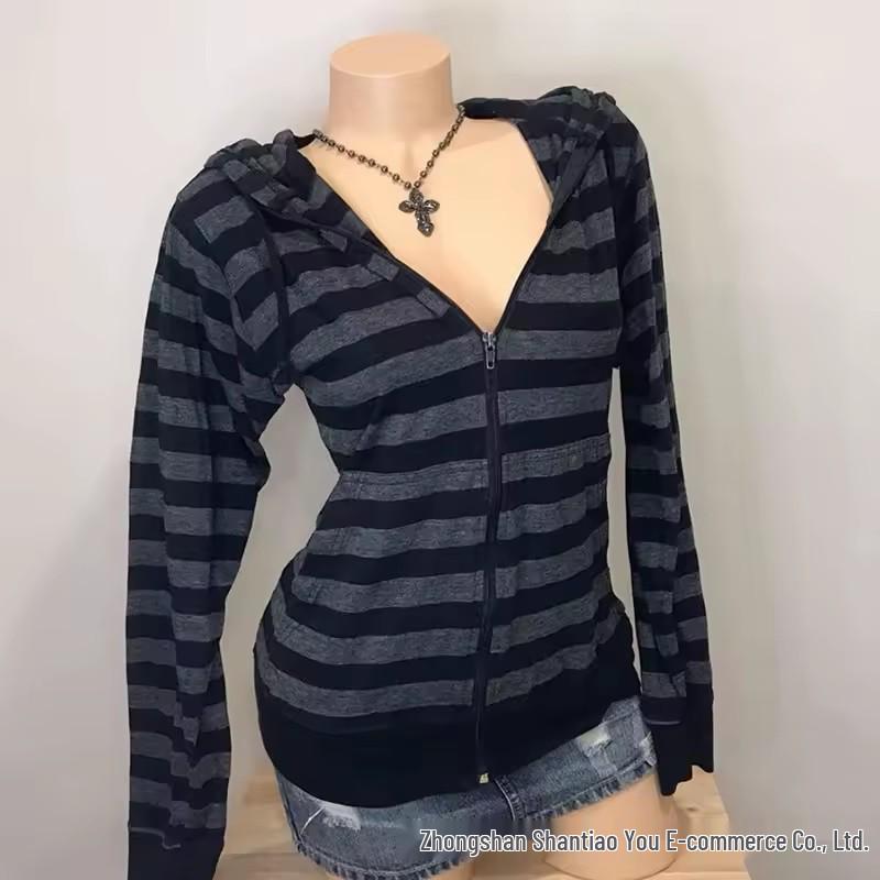Retro Amerikanischer Brief Gestickter Pelzkragen Kapuzen-Strickjacken-Sweatshirt Medium gray