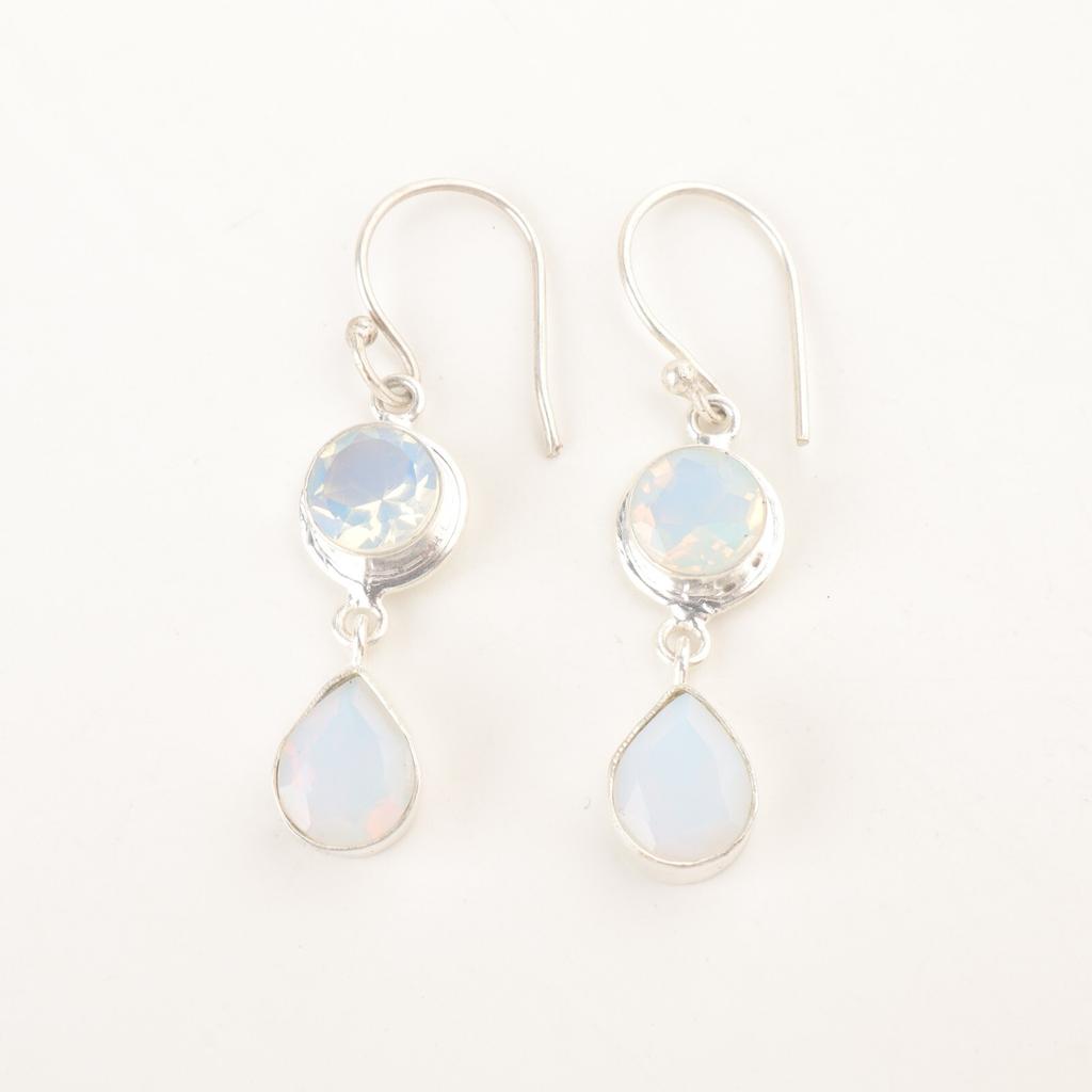 Natural Milky Opal 925 Sterling Silver Drop Dangle Friend Gift Earrings Jewelry EE-142-18