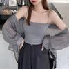 Opalovací krém Outwear Jednobarevné Univerzální Knoflíky Placket Ženy Plážový styl Šifon Top Šátek Dámské oblečení