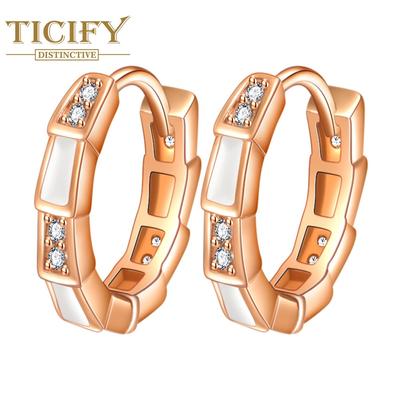 Zircon -inlaid Snake Ear Buckle Bamboo -fired Small Ear Ring Feminine Personality Personality