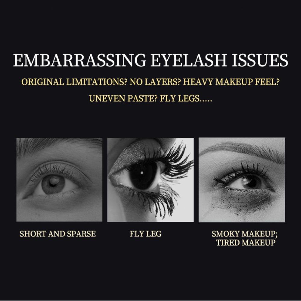 Super Waterproof Mascara, Sweatproof and Long-lasting with Curling Effect and Lengthening Effect, Prevents Smudging and Settling