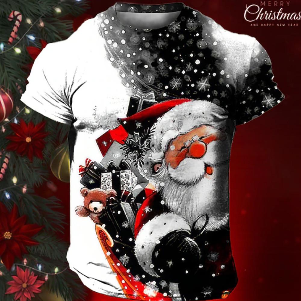 Neujahr und Weihnachten Herren T-Shirt 2026 Neuer Künstlerischer Stil Herren Kurzarm Atmosphäre Ist Voller Langsamkeit