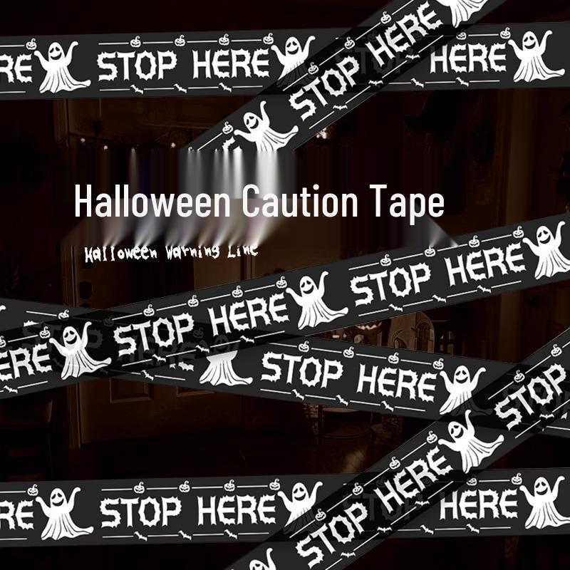 Ghostly Halloween Warning Tape - Spooky House Decoration
