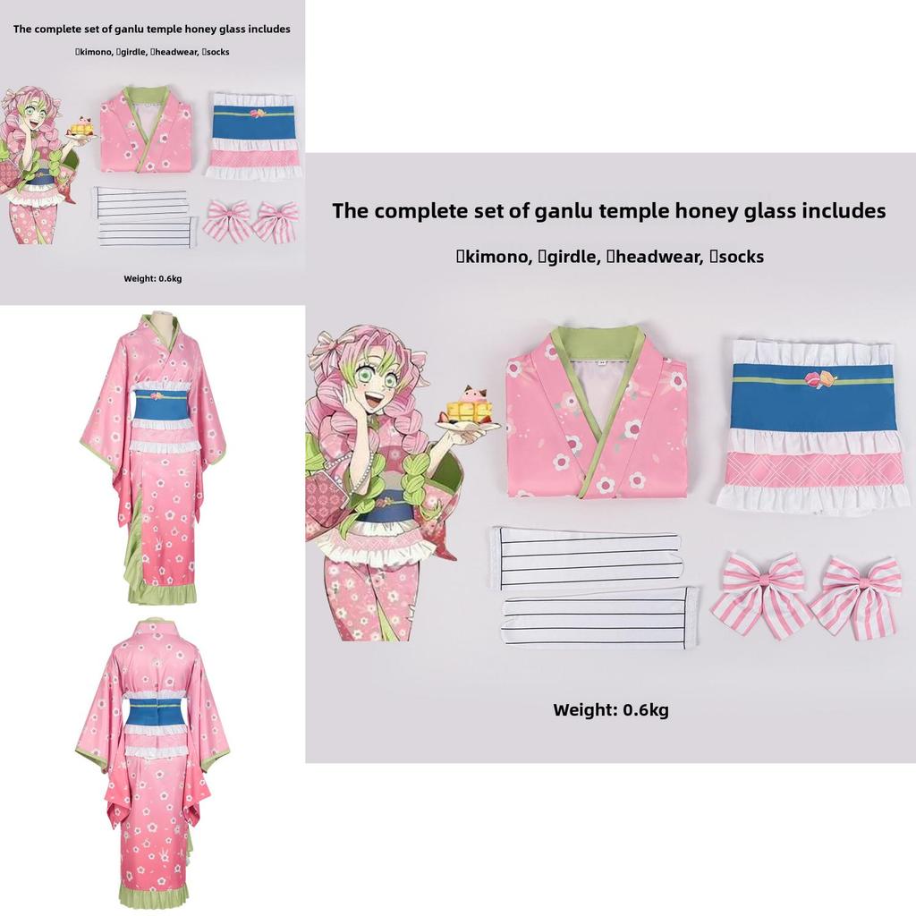 Kanroji Mitsuri Cosplay Costume With Polyester Fabric For Anime Cosplay And Role Playing