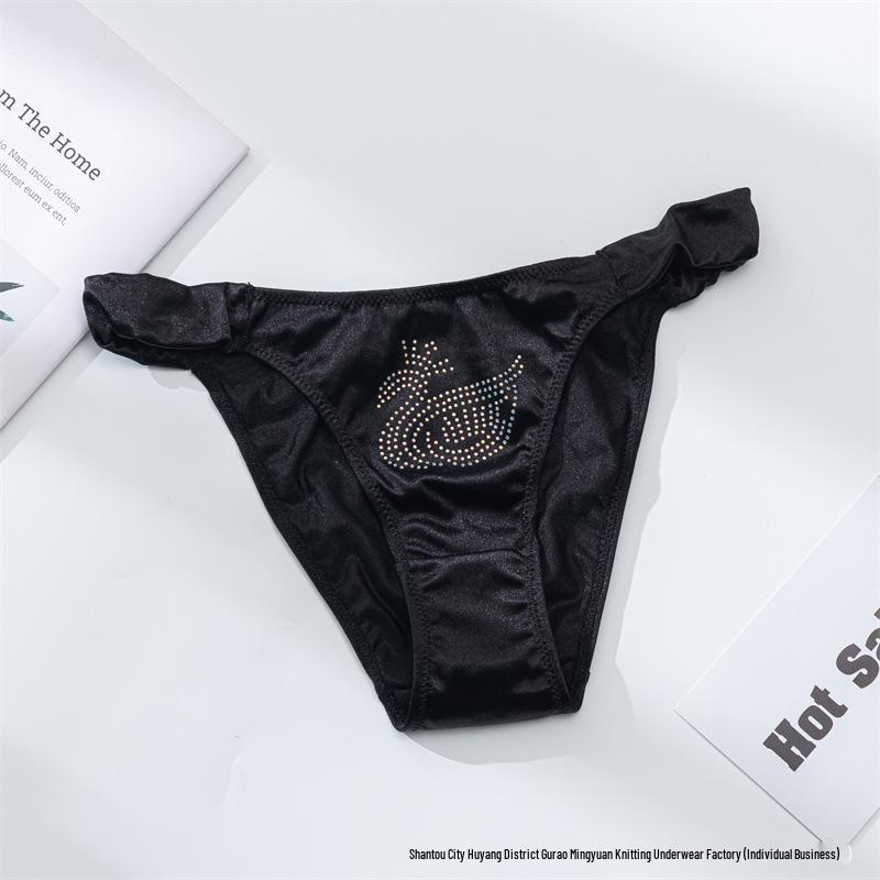 

Европейские и американские атласные стринги: Женские сексуальные трусики-бикини треугольной формы с деталью в виде лебедя S Euro Waist 30cm