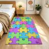 Colorful Puzzle Pattern Background Non-Slip Home Carpet Design for Office Decor Living Room Bedroom Gift