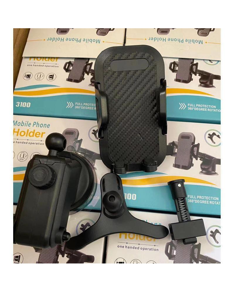 Car Mobile Phone Holder with Telescopic Suction Cup, Air Outlet Clip, and Carbon Fiber Panel Mount for the Navigator and Instrument Panel.