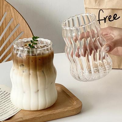 Verre Transparent Vertical pour Café Froid Tasses en Verre Jus Lait Verrerie Boissons Verre à Eau Glacée Mug à Café Verres à Cocktail Tasse