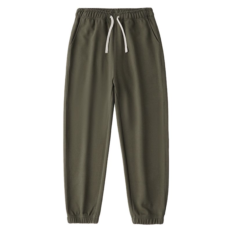 Texture Sensitive, Slightly Elastic Diagonal Closure Men's Pants, Solid Color, Simple, Extra Loose, High Waisted and Ankle Tied