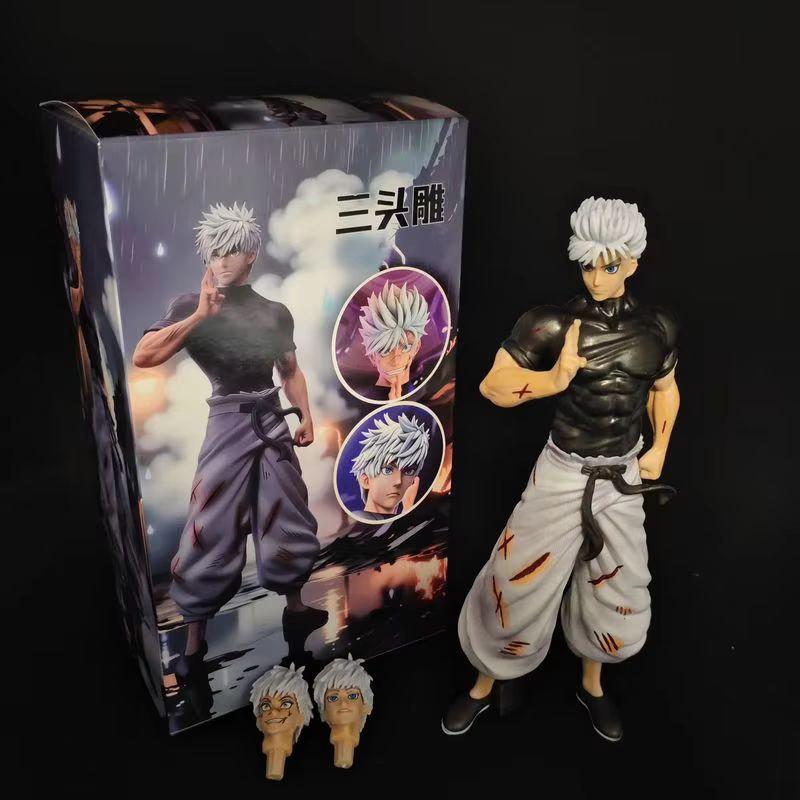 22cm Jujutsu Kaisen Gojo Satoru Anime Figuren Met 3 Verwisselbare Hoofden Model Trendy Speelgoed Bureaublad Decoratie Cadeau Verzamelaar