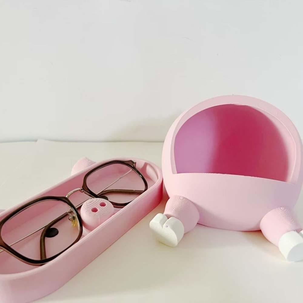 Portable Pink Piggy Glasses Case Large Capacity PLA Pig Stationery Storage Box Dust-proof Multi-functional