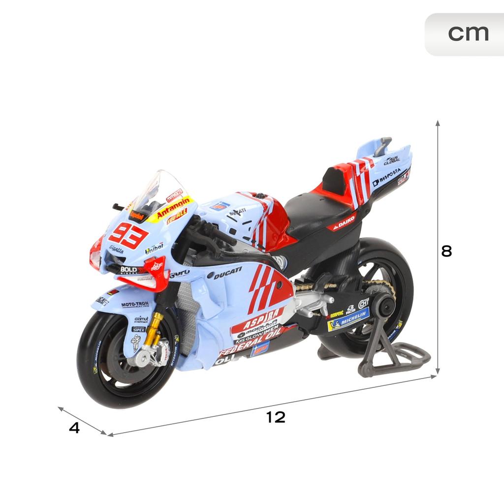 Maisto 1/18 Scale Diecast Model Car 2024 Gresini Racing Ducati Desmosedici #73 Alex Marquez Light Blue / Finished Motorcycle Model 36399#73
