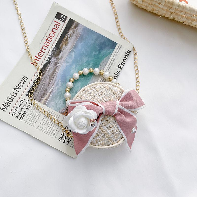 Bow Princess Pearl Flower Design Children Wallet Girl Handheld Bag Crossbody