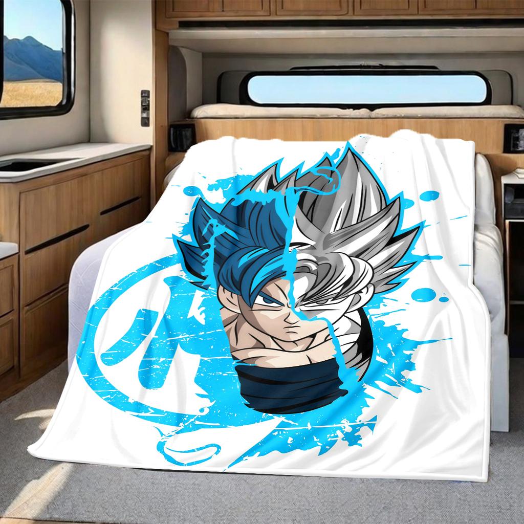 1pz Coperta in Flanella con Stampa Dragon Ball Super, Alta Qualità per Tutte le Stagioni, Decorazione per la Casa, Calore e Comfort, Perfetta per Regali di Natale