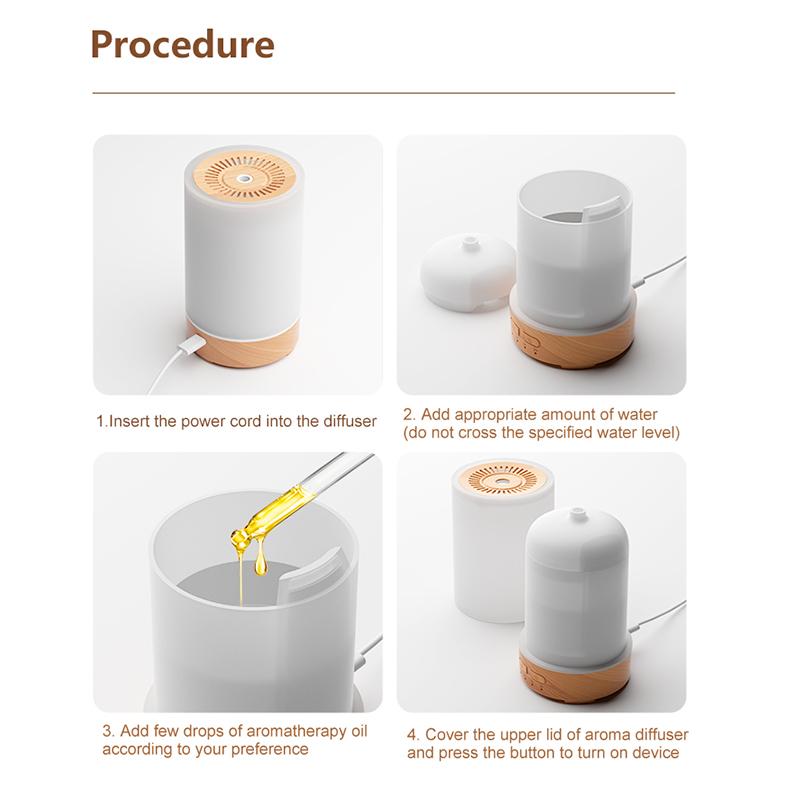 150ml USB Power Supply Ultrasonic Silence Atomizing Air Humidifier Timeable Settings Essential Oil Aroma Diffuser