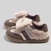 Belle round head velvet German training shoes ugly cute mango wide head thickened warm flip puff student board shoes