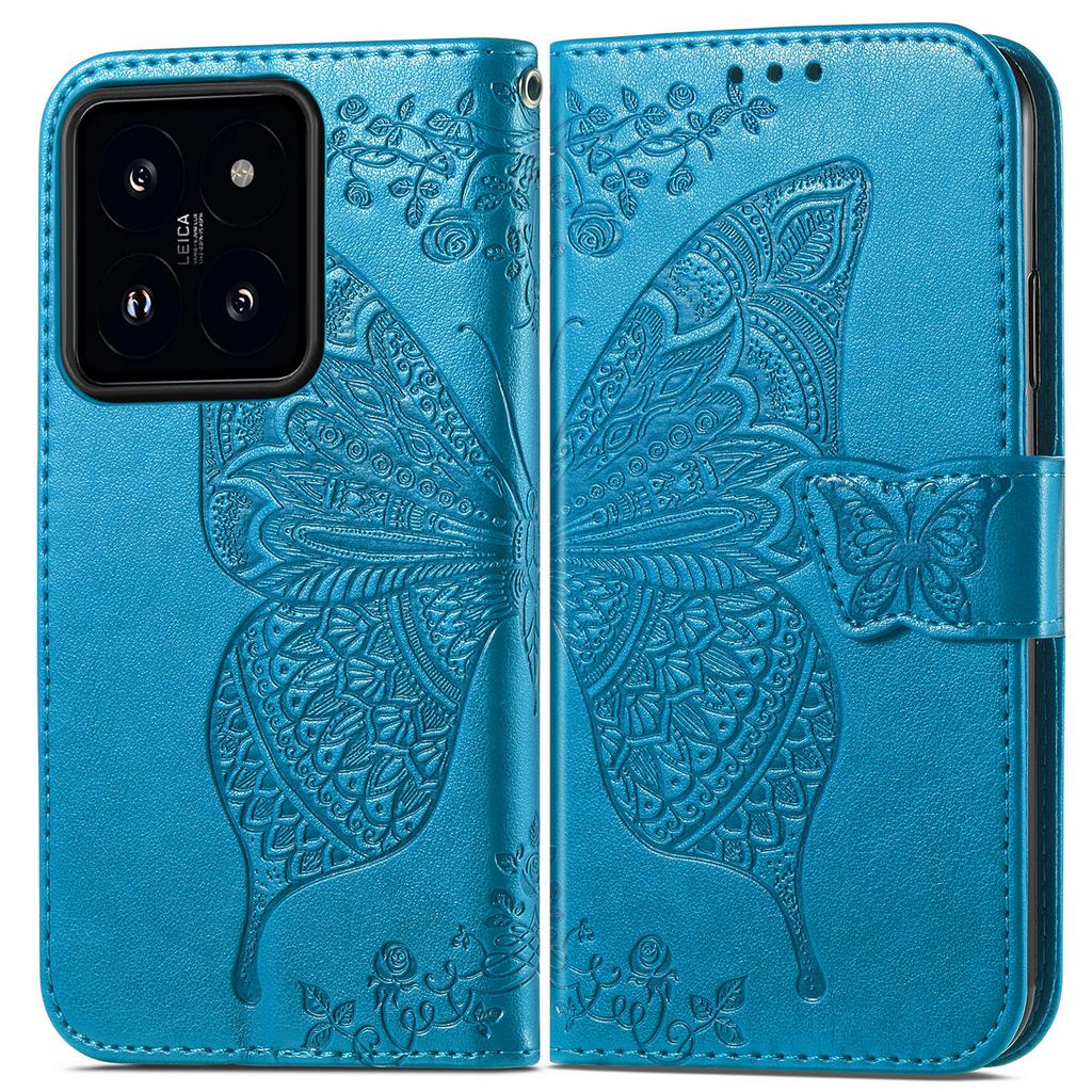 For Xiaomi 14T Pro Case PU Leather Wallet Phone Cover Butterfly Pattern