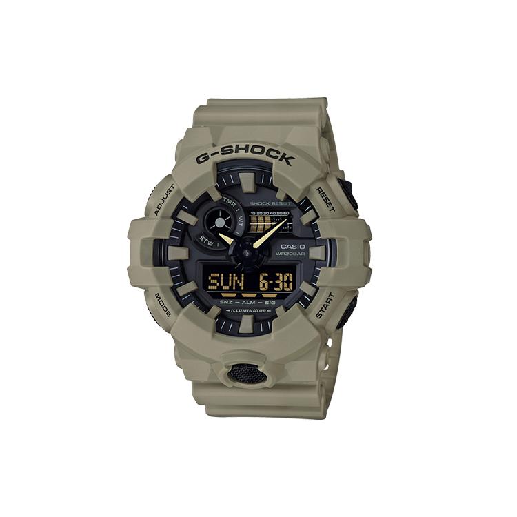 CASIO Men Liquid Crystal/Analog Dual Display Series Watch GA-700UC-5A Tan Strap