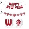Red Happy New Year Banner Non-woven Fabric Spring Festival Hanging Ornaments  Party