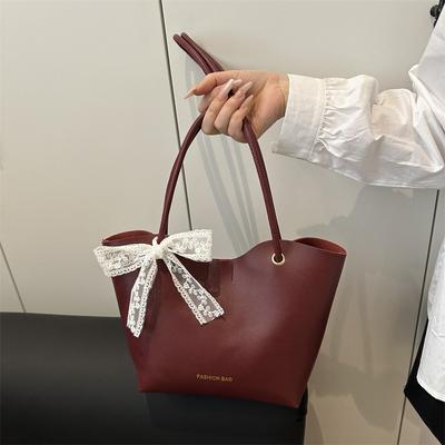 New Solid Color Trendy Shoulder Bag Large Capacity Portable Tote Bag Simple Fashion Underarm Bag Women's Bag