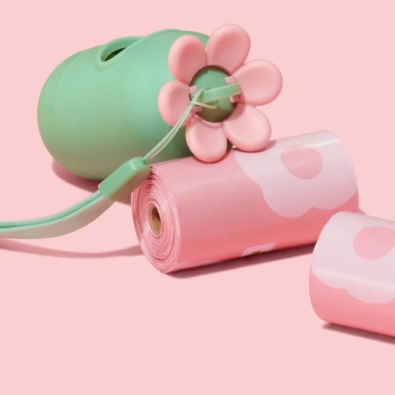 Flower Capsule Toilet Outdoor Thick Cleaning Portable Feces Bag Cute Pet with Fragrance Cleaning Supplies Hanging Buckle Pet Supplies Garbage Bag