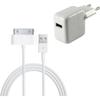 30-pin USB Cable - Phonillico - 1M - 12W Mains Charger - Compatible iPad 1/2/3 - White
