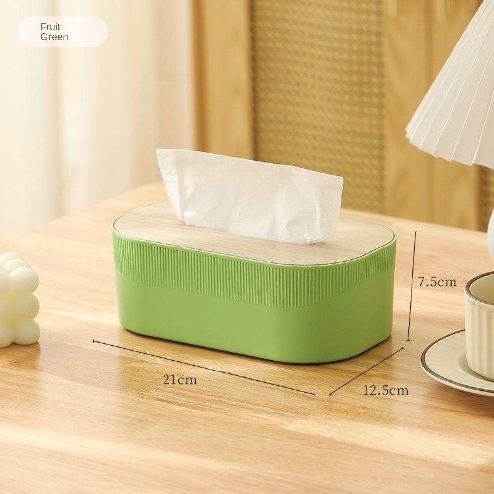 Nordic Simplicity Style Tissue Box with Wooden Cover Large Desktop Napkin Box Multi-purpose Waterproof Kitchen Storage Paper Box