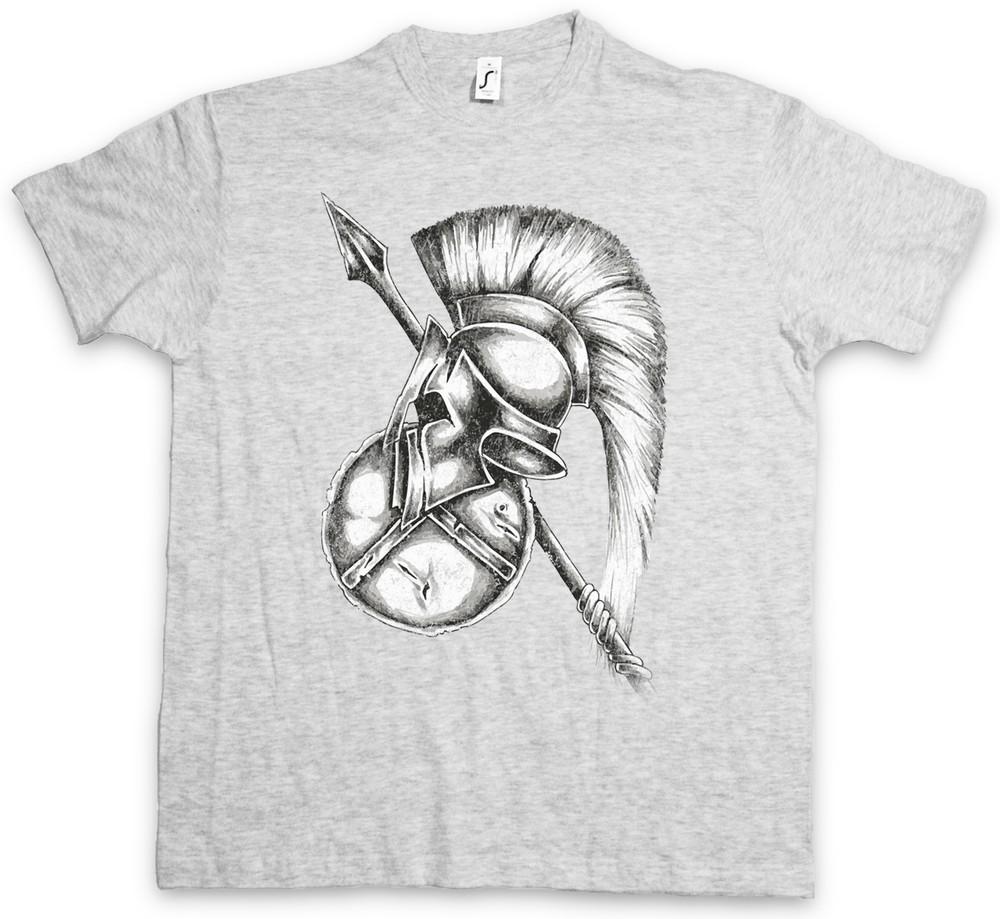 SPARTAN GEAR T-SHIRT – Sparta Spartans Shield Spear Helmet Leonidas 300