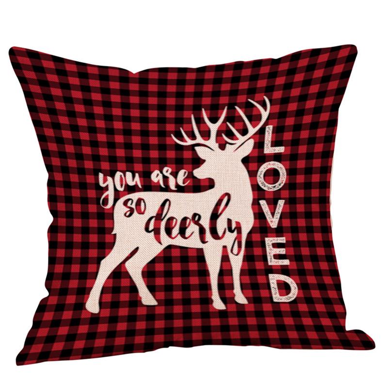 American Christmas Deer Pattern Throw Pillow Cover - Festive Sofa or Car Cushion