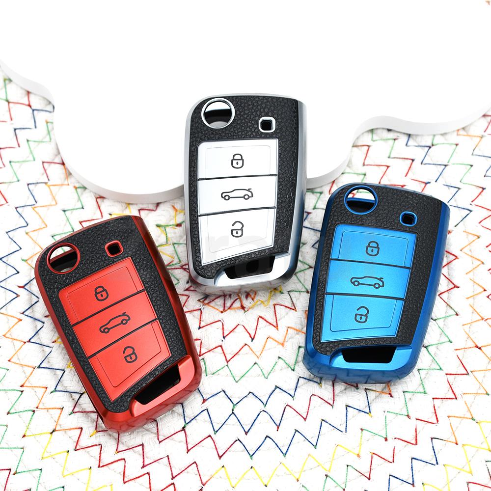 Leather Tpu Style Shell Fob Holder For Seat Ateca Leon Fr 2 Ibiza Car Key Case Cover For Vw Volkswagen Golf 7 Mk7 Tiguan Mk2