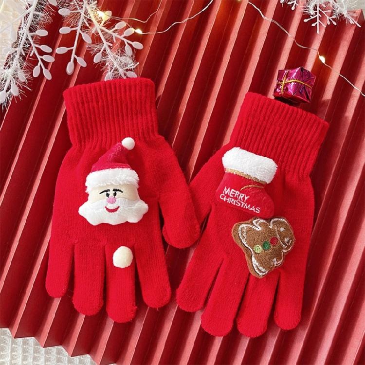 Holiday Theme Gingerbreadman Gloves Knitted Gloves Festival Handwear Lovely Snowman Knitwear Gloves for Daily Use