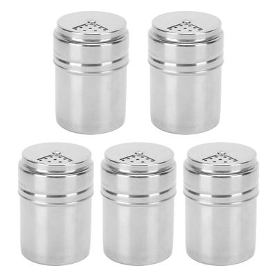 5PCS Seasoning Bottle Stainless Steel Spice Shaker with Rotating Cover Kitchen Gadget BBQ Tool