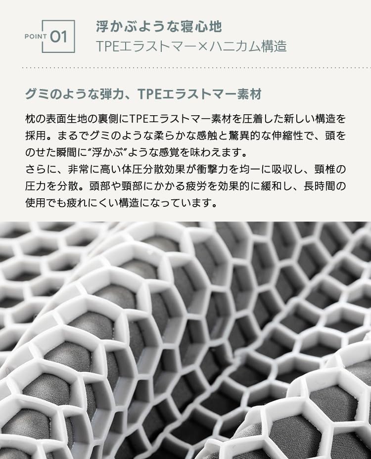 Fluffy Plus Height Adjustable Elastomer Pipe Pillow by AOMUKI (PillowGray) - Floating Feeling, Fit, Height Adjustable, Washable (Elastomer)