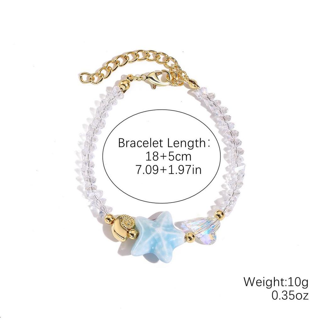Seaside Elegance: Starfish & Shell Bead Bracelet with Oceanic Flair