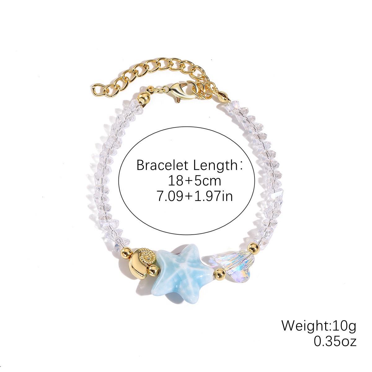 Seaside Elegance: Starfish & Shell Bead Bracelet with Oceanic Flair