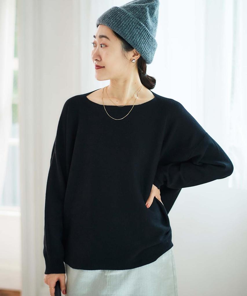 Le Coeur Blanc Milan Rib Hem Round Hand Size Black Pullover, Washable, 3048028401,