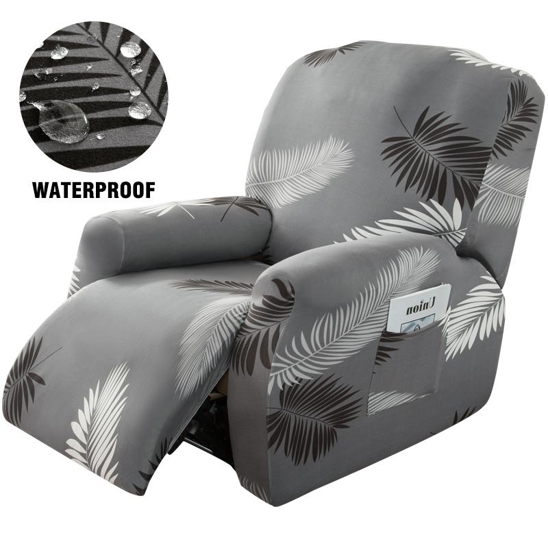 Water-Resistant Recliner Cover With Pockets Single Reclining Slipcover 4-Pieces Recliner Sofa Chair Cover Furniture Protector