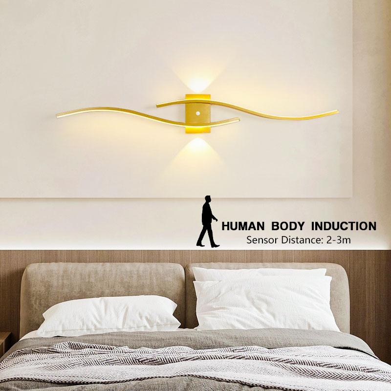 Menschlicher Körper Induktion LED Wandleuchten für Schlafzimmer Wohnzimmer Goldene Wandleuchter Schwarze Goldene LED Wandleuchten Leuchten für Flur